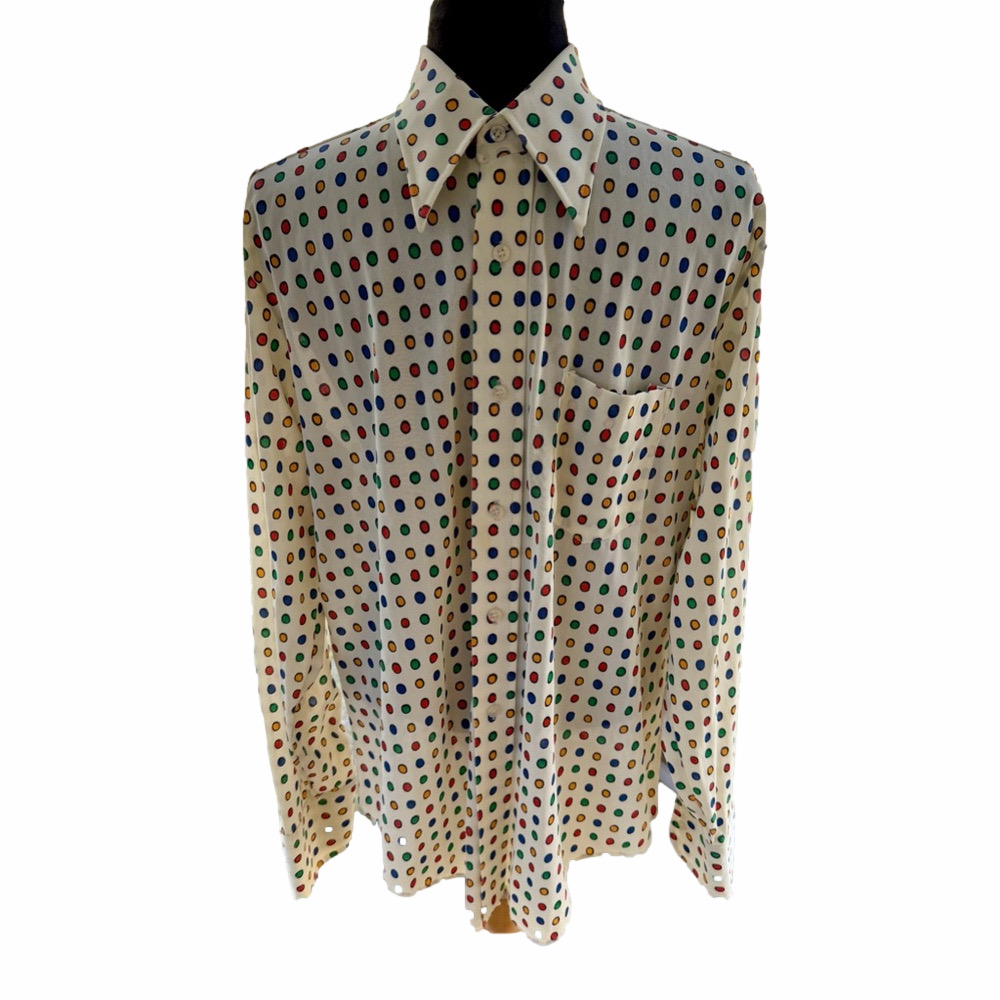 Vintage Jason Clarke “Match Mates” Polka Dot Size XL Disco Button Up Shirt RARE